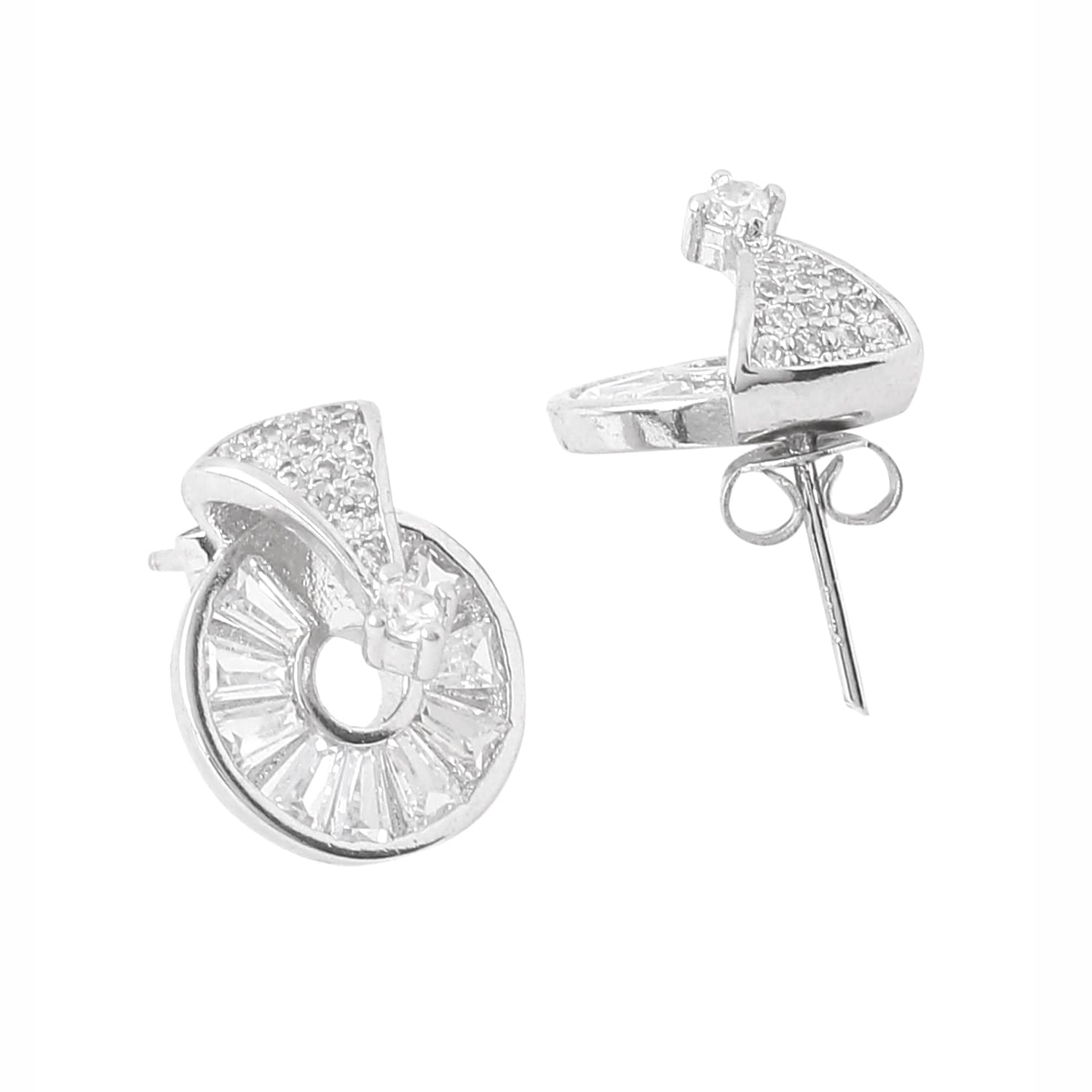 Crystal Studs Tone Circle Stud Earrings for Girls Women