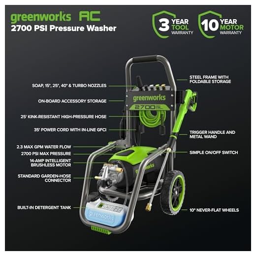 Greenworks 2700 PSI Brushless Electric Pressure Washer