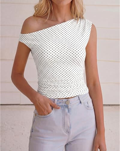 Image of NOLLSOM Spring Tops for Women Trendy Off The Shoulder Top Going Out T Shirts Casual Floral Blouses Summer Outfits 2026