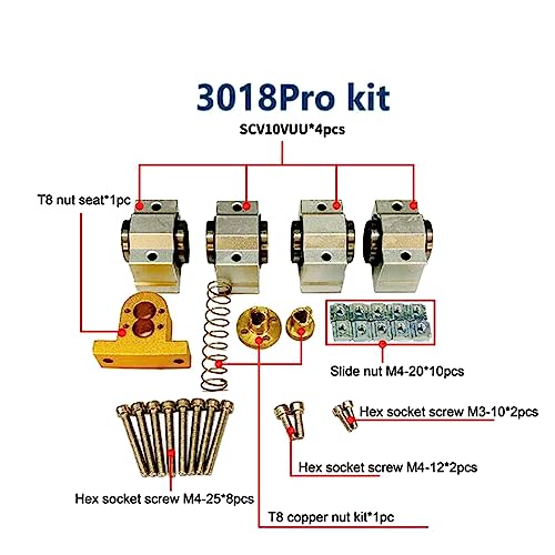 Kit axe X CNC 3018plus en aluminium rigide avec bloc SCS12VUU