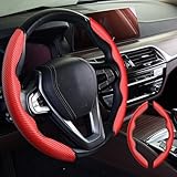 WOCOCN 2pcs Car Steering Wheel Cover,Anti-Skid Carbon Fiber Steering Wheel Protector for Men Women,Multiple Color Options,Universal for Most Car Interiors Accessories (Red)