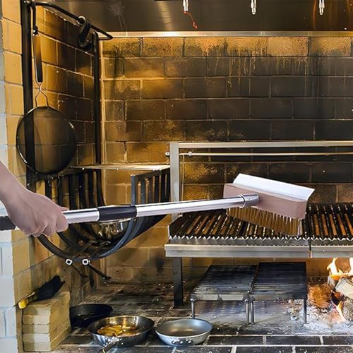 Brosse pour barbecue usage intensif avec racloir et long manche
