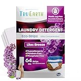 Tru Earth Compact Dry Laundry Detergent Sheets - Up to 128 Loads (64 Sheets) - Paraben-Free - Original Eco-Strip Liquidless Laundry Detergent, Travel Laundry Sheets - Lilac Breeze