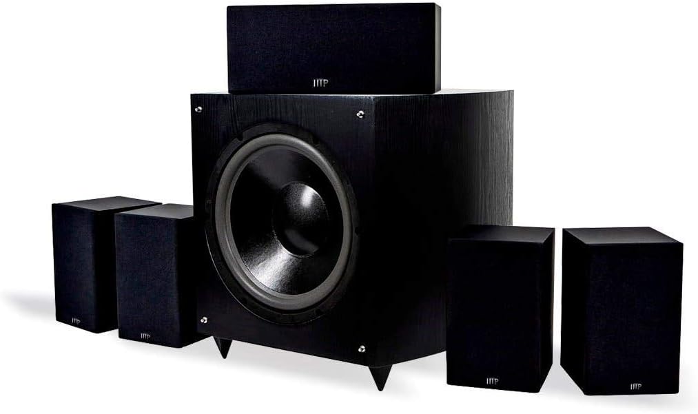 Monoprice 5.1 Channel Home Theater Satellite Speakers And Subwoofer - Black