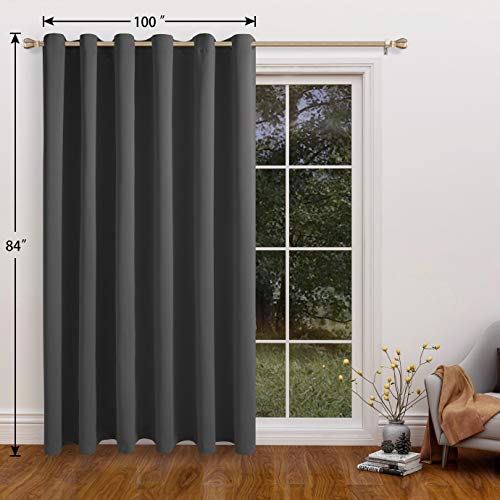 Lordtex Dark Grey Room Divider Curtains - Total Privacy Wall Room Divider Screens Sound Proof Wide Blackout Curtain For Living Room Bedroom Patio Sliding Door, 1 Panel, 8.3Ft Wide X 7Ft Tall #TOP5