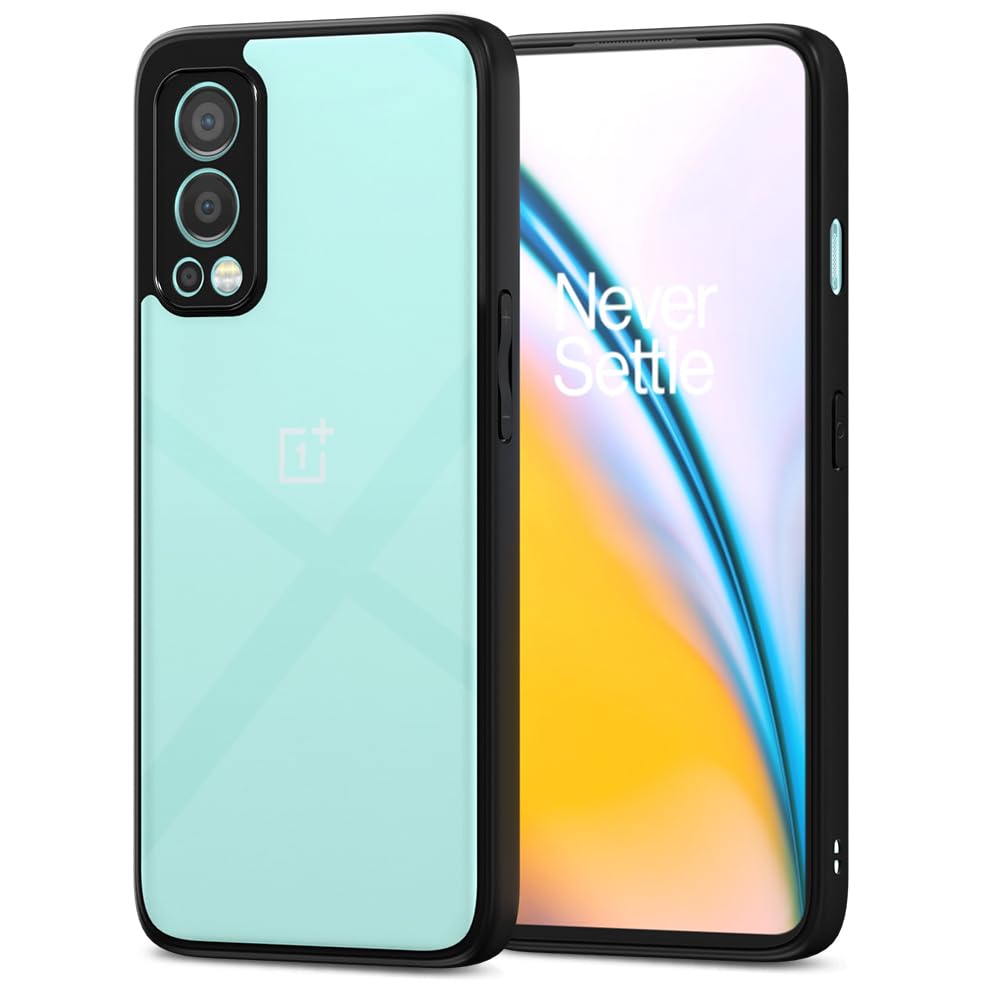 Amazon Basics Back Cover for OnePlus Nord 2 5G | Shockproof Sleek Hybrid Armor Bumper Case (Black)