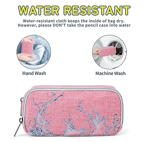 Image of Della Gao Big Capacity Pencil Pen Case Nylon Large Pencil Pouch Simple Stationery Bag Office Organizer Pen Bag for Men Women - Pink