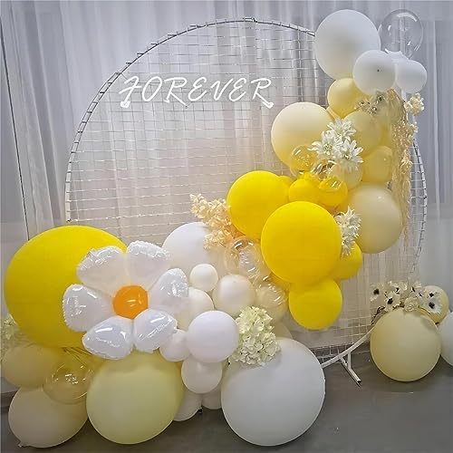 Image of 130Pcs 18 /12 /10 /5 Inch White and Yellow Balloon Garland Arch Kit | Assorted Size Latex Balloons for Wedding, Baby Shower, Birthday Party Decoration