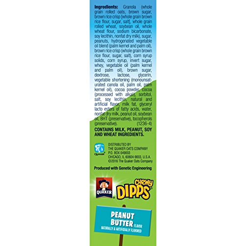 Quaker Peanut Butter Chewy Dipps Granola Bars,1.05 oz bars 6 Bars per Pack (Pack of 6)