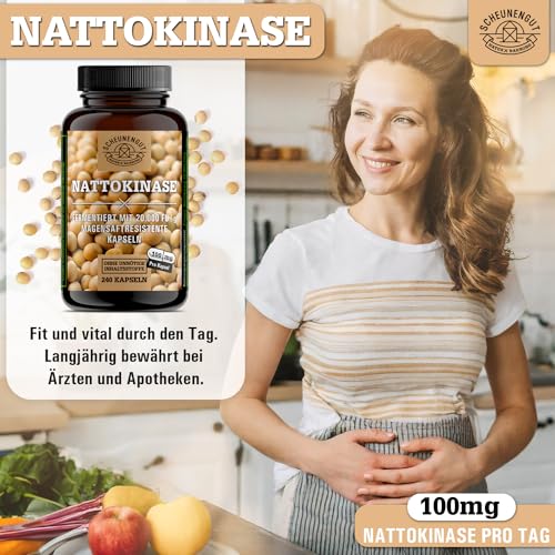 Nattokinase Kapseln 240 Stück je 100 mg (20.000 FU/g)