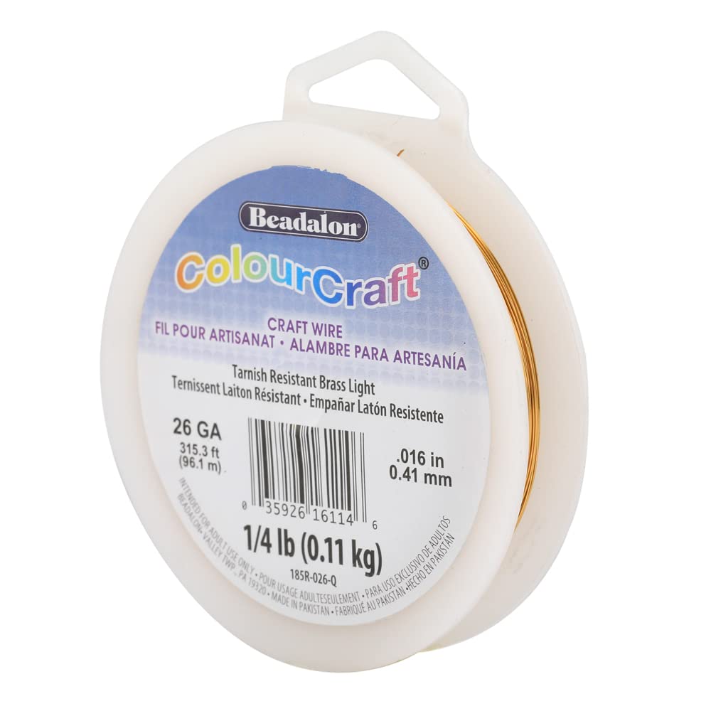 Beadalon ColourCraft - Cable (calibre 26, 0,41 mm, latón, color claro, aprox. 96 m)