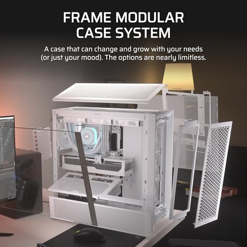 CORSAIR 4000D RS Frame Modular High Airflow Mid-Tower PC Case – 3X CORSAIR RS Fans – InfiniRail™ Fan Mounting System – Fits Multiple 360mm Radiators – Reverse Connector Motherboard Compatible – White - image 4