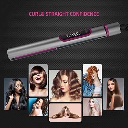Hair Straightener and Curler 2 in 1,GOOLEEN Flat Iron for Hair Styling,1 Inch Extra-Long Tourmaline Ceramic Titanium Plate,Fast Heat Straightening Curling Iron,LCD Display Adjustable Temp 290-450℉ - Thumbnail 3