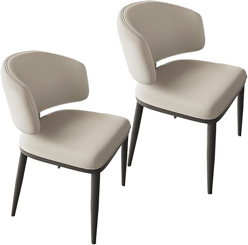 Miniatura 13 de YVYKFZD Juego de sillas de comedor de cuero, silla de comedor con respaldo curvado y patas de metal, sillas de cocina tapizadas, silla auxiliar