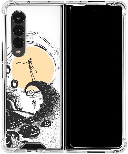 Skinit Clear Phone Case Compatible with Galaxy Z Fold4 5G - Officially Licensed Disney The Nightmare Before Christmas Jack on Spiral Hill Art Design