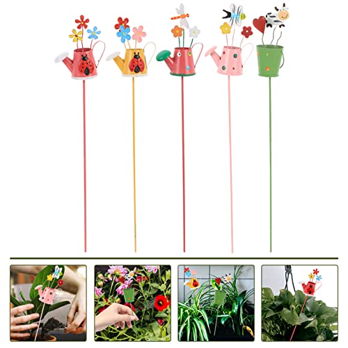 Dechous Outdoor Decor 5Pcs Flower Garden Stake Decorative Plant Pick Metal Decorations Plant Support Stakes Iron Stick Art Ornament For Indoor Outdoor Lawn Pathway Patio Decorations House Plants #TOP7