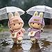 (2 Pack) Clothes for LABUBU 17cm Doll, 6-Piece Handcrafted Crochet Accessories for LABUBU, Premium Outfits for LABUBU Unique Dress up - Heart Sweater + Hat + Bag (Pink & Purple)