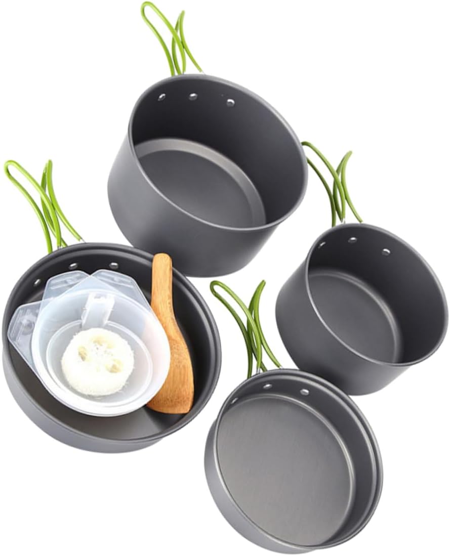 1set Camping Cookware People Portable Outdoor Fryer and Stockpot for Hiking Picnics and Backpacking Adventures