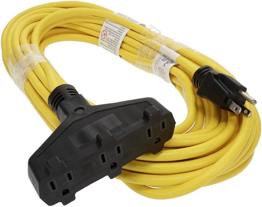 Cable Central LLC (10 Pack) 50Ft 3Outlet Power Extension Cord SJTW 14/3 Yellow 50