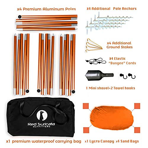 Red Suricata Family Beach Tent & Beach Canopy, Matching Sand Free Beach Mat Blanket & 2 Beverage Holders Bundle - Upf50 Uv Sun Shade Shelter thumb #2
