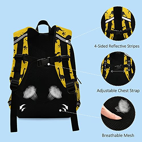 Yellow Dinosaur Kids Backpack, Toddlers Small Backpack School Bag Meal Travel Bags for Boys4