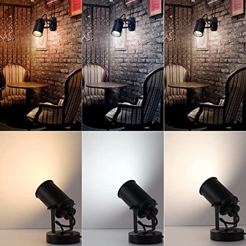 Image of Industrial Wall Lamp with Plug in Cord, Adjustable Retro Black Wall Lamp, Wall Mounted Spotlight Lamp,Wall Sconce Lamp for Hallway Headboard Picture Kitchen Bedroom Office
