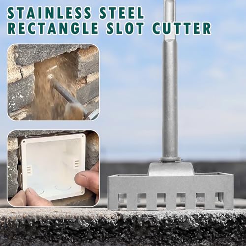 Image of Square Hole Cutter for Electrical Box, Portable Rectangle Slot Cutter, Alloy Steel Electric Concrete Saw, Fast-Cutting One Step Hole Tool, for Brick Concrete Cement Stone