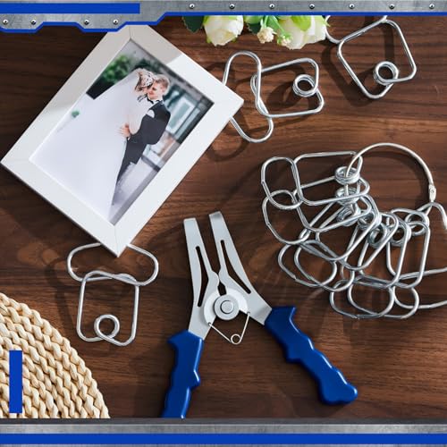 Kit de abrazaderas de resorte de inglete Lasnten con alicates y 20 clips para marcos 6
