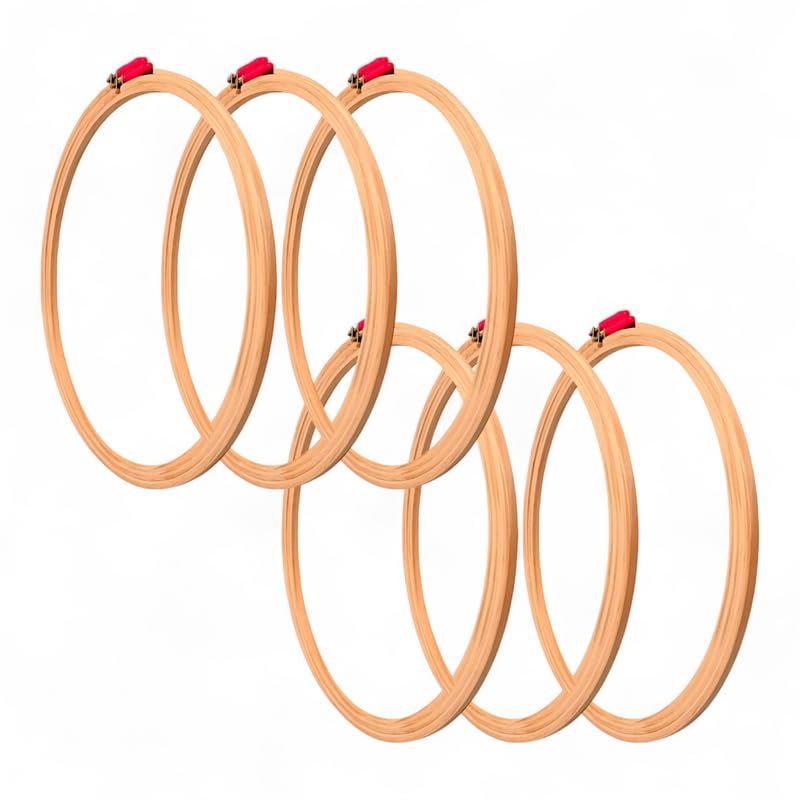 12 INCH Embroidery Wooden Hoop(3 PLY, Pack of 6),Wooden Hoop Ring for Embroidery Kit,Wooden Embroidery Hoop Ring Frame,Wooden Frames for Craft Hoop Frame,Mini Wooden Hoop,Hand Embroidery Frame Wooden-image-32