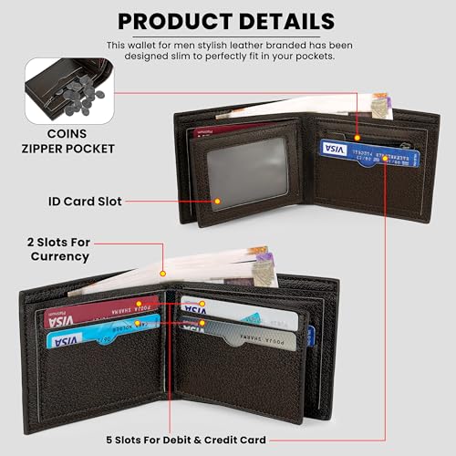 Image of Storite Men's PU Leather RFID Blocking Wallet - Slim Bifold Purse with Card Slots, ID Window & Cash Compartment - Everyday Use - Gift for Men - (Coffee Brown-11.5 x 9.5 x 2cm)