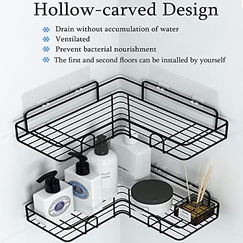 Shower Caddy, Rcqd Corner Shower Caddy With Hooks/Soap Tray, Bathroom Storage Organizer,Wall Mounted Shower Organizer With Adhesive,Shower Shelf For Toilet, Dorm And Kitchen (Matte Black) #TOP1