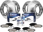 Detroit Axle - Front & Rear Drilled Slotted Disc Rotors + Ceramic Brake Pads Replacement for 2009-2018 Dodge Ram 2500 3500-10pc Set