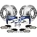 Detroit Axle - 8-LUG FRONT & REAR Drilled Slotted Brake Rotors Ceramic Pads w/Hardware, Fluid & Cleaner for 2001-2010 Silverado/Sierra 2500HD - [2007-2010 Silverado/Sierra 3500HD Single Rear Wheel]