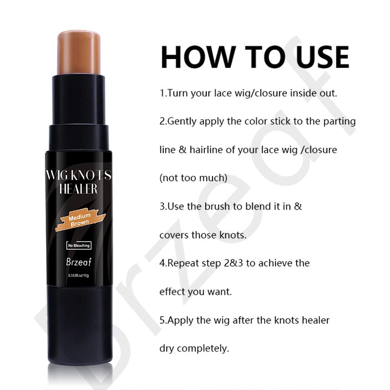 Miniatura 6 de Varilla de teñido de encaje de peluca, sanador de nudos de peluca con cepillo, portátil, a prueba de sudor, natural, oculta los nudos de la peluca y