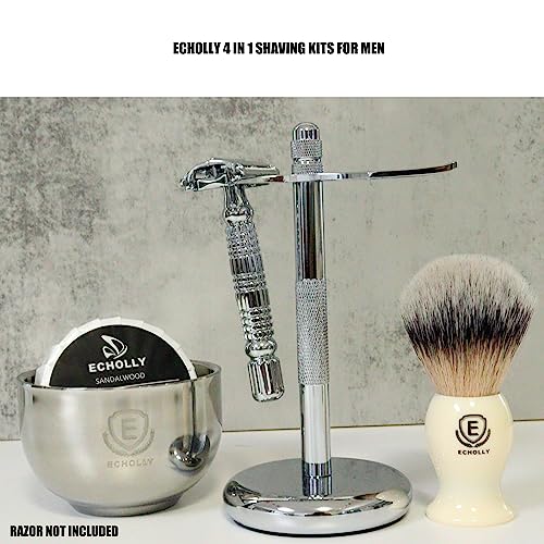 Premium Shaving Brush Kit-4 in 1 Shaving Brush Set for Men Includes Shaving Brush,Shaving Cream Soap,Stainless Steel Bowl and Safety Shaving Stand for Mens Shaving Gift Set (Ivory White) - Image 3