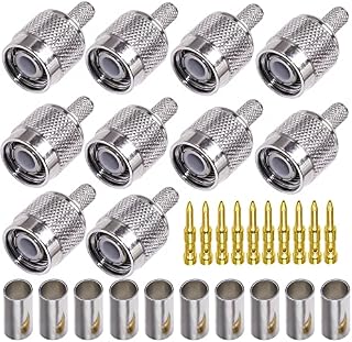 TUOLNK TNC Male Connector TNC Male Plug Crimp Connector for RG58 RG142 Coaxial Cable TNC Type Solder Connector 10 Pack