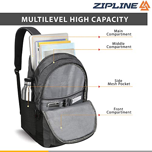 Image of Zipline 35 Ltr, 19 inch Grey Laptop Backpack for Men & Women college girls boys fits 15.6 inch laptop macbook pro /tablet polyester Airline carry-on size