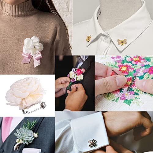 SUNNYCLUE 120pcs 2 Styles Brooch Pins Jewellery Findings 40sets Butterfly Clutch Tie Pins & 80pcs 2 Size Bar Pin Backs Safety Clasp for Badge Tie Clothes Crafting Jewellery Buckle