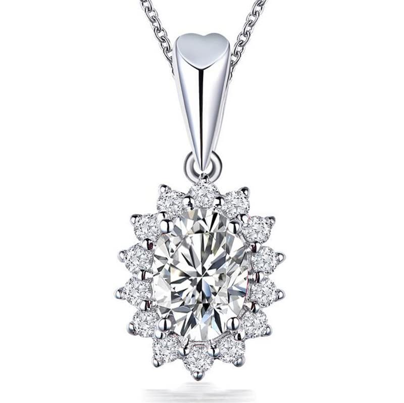 Pendentif saphir et diamant en or blanc collier élégant de mariage pour femme