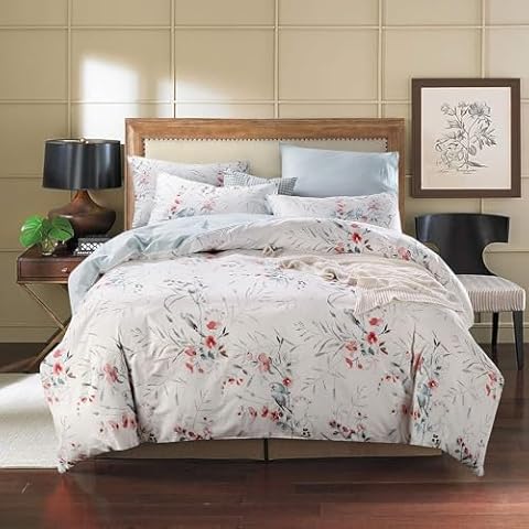USTIDE Floral Birds Print Bedding Set Cover
