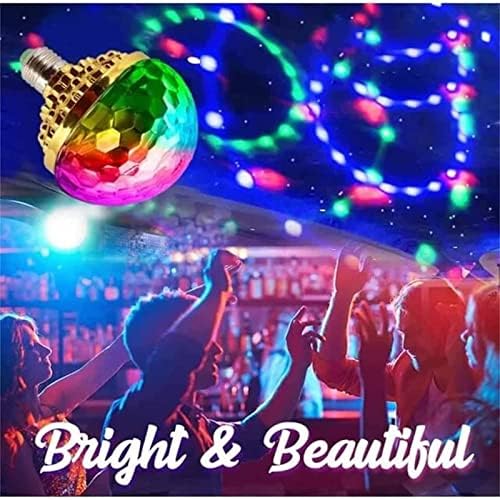 Colorful Rotating Magic Ball Light Colorful Disco Rotating Bulb with Sockets LED RGB Strobe Party Lamp Bulb Dazzling Crystal Disco Prom Stage Decor Light | UK PLUG | for Christmas Birthday (2)