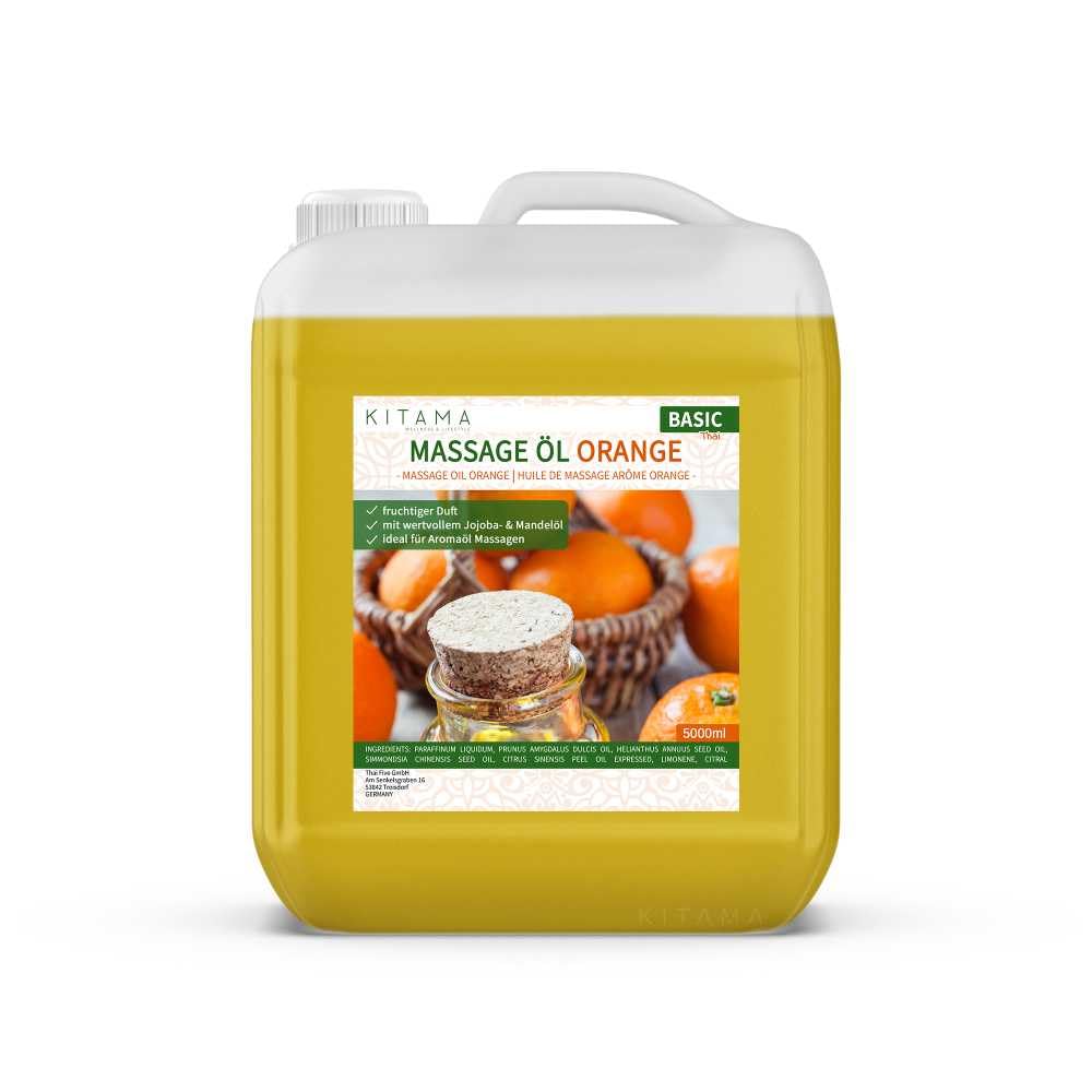 Kitama Aromatyczny olejek do masażu I pielęgnujący olejek do ciała przeciwko napięciom I olejek aromatyczny do masażu, masażu tajskiego i spa 5000ml
