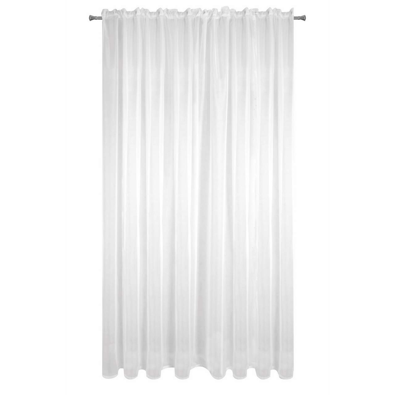Eurofirany Lucy Cortina de Velo Liso Transparente con Trenza de Fruncido 1 ud. -para Dormitorio, Salón Elegante 100% Poliéster, Blanco, 300x300 cm