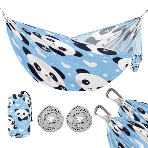 ATTX Cute Cartoon Panda Camping Hammock - Lightweight & Portable Hammocks, Heavy Duty 330lbs Capacity for Indoor, Hiking, Backpacking, Travel, Backyard, Beach#121