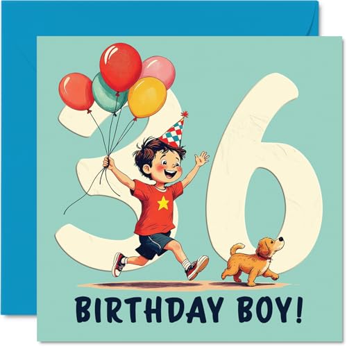 Carte anniversaire 36 ans garçons, thème ballons