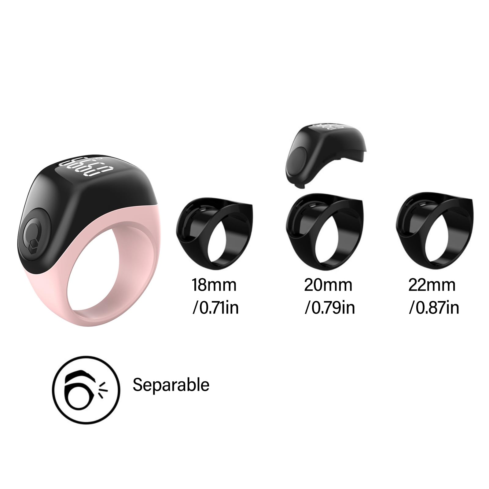 Compteur Électronique Intelligent De Bagues avec Alarme Vibrations Adapté Cérémonies Religieuses Rappel L'heure Prière Alarme Portable