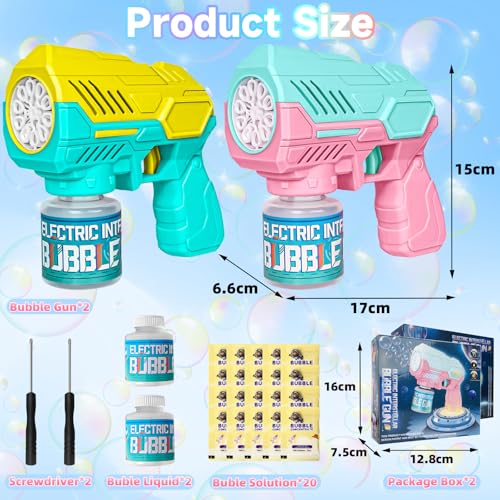 Pistolet à bulles automatique en lot de 2 avec solution LED