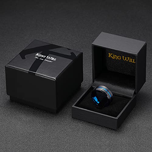 Image of King Will Classic 6mm 8mm Custom Engraved Tungsten Carbide Rings Personalize Wedding Band Ring for Men Personalize Grooved Tungsten Center Matte Finish Center Beveled Polished Edge Comfort Fit, Small, Tungsten Carbide, No Gemstone
