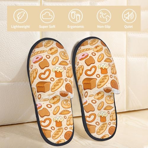 Various Bread Print Women'S Fuzzy Slip On Indoor Outdoor Winter House Slippers3