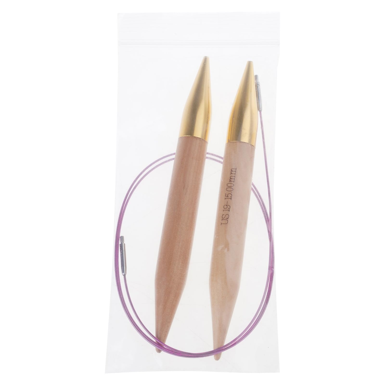 Uqezagpa 1Pair Interchangeable Circular Wood Knitting Needle Large Crochet Hook Wood Circular Knitting Needle for Craft Crochet